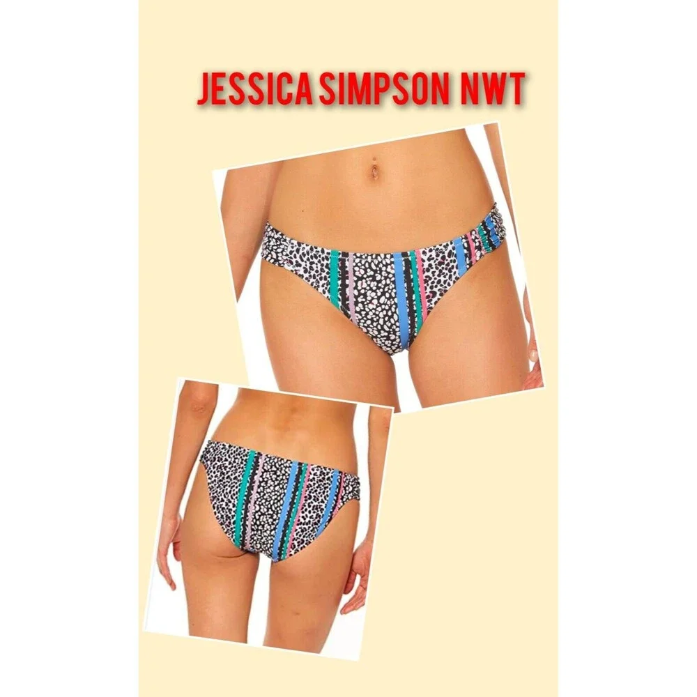 NWT Jessica Simpson Multicolor Animal Print  Size XL Hipster Swim Bottom $46